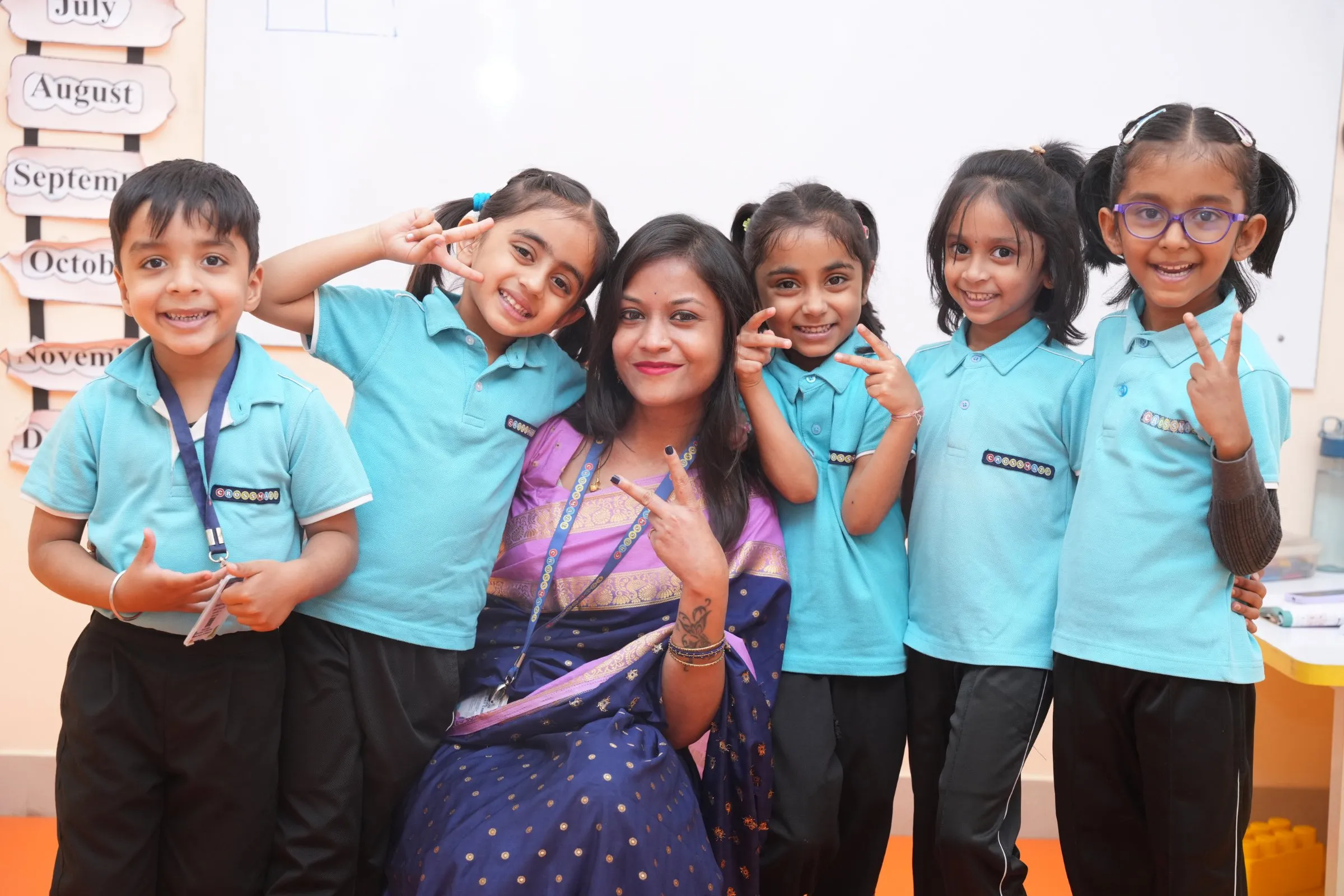 Children at Crossmaze joyfully dancing, expressing themselves through movement, music, and laughter.
